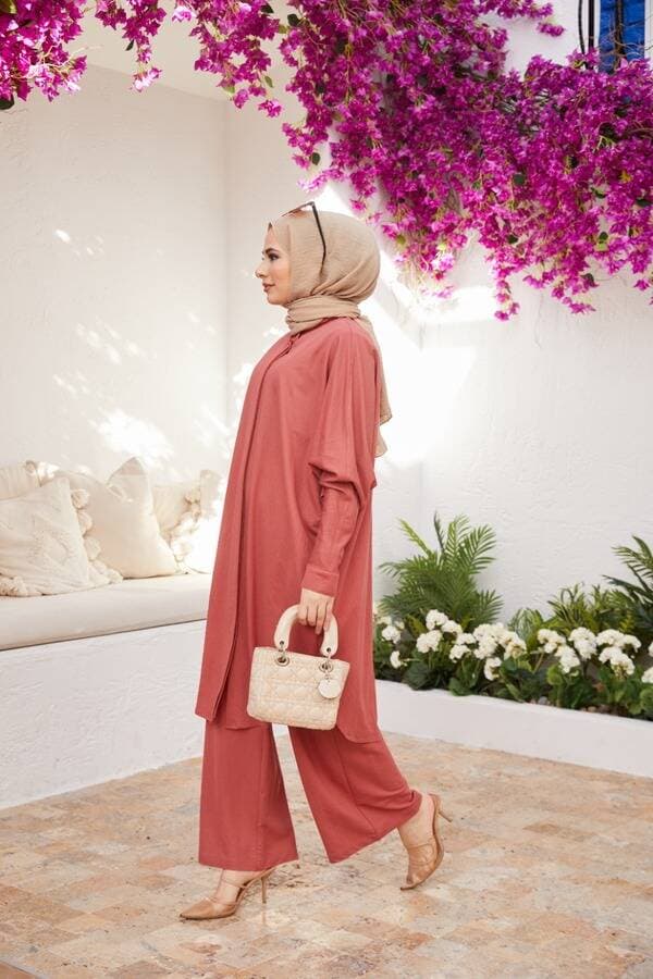 6580- Ancelina  İkili takım Gül Kurusu