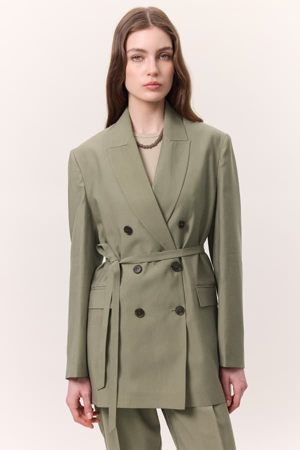 TENCEL KEMERLİ KRUVAZE BLAZER CEKET ÇAĞLA