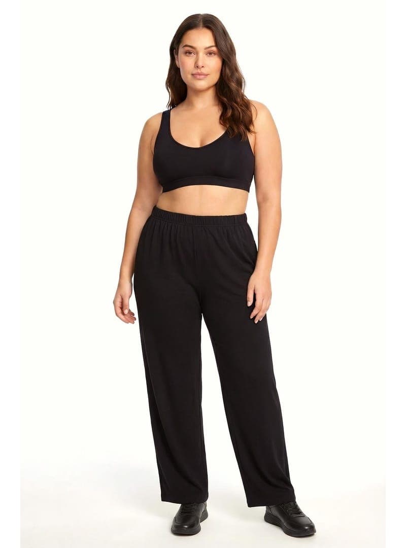 Büyük Beden Pamuk Pijama Altı Siyah