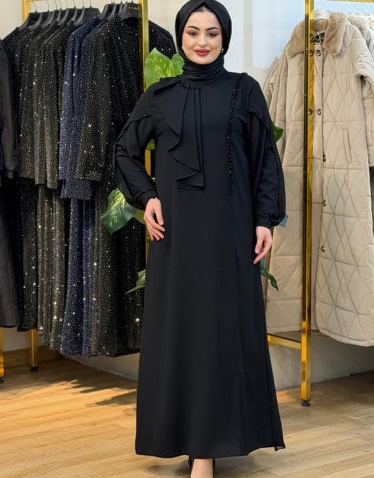 Bayan Siyah 7500/NUR  Taş İşleme Elbise