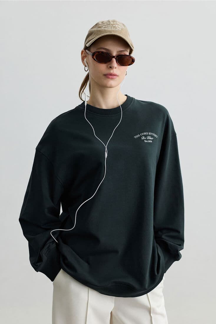 PETROL BİSİKLET YAKA UZUN SWEATSHIRT