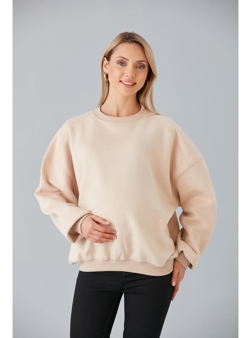 Hamile Sweatshirt Rahat Kesim Bej