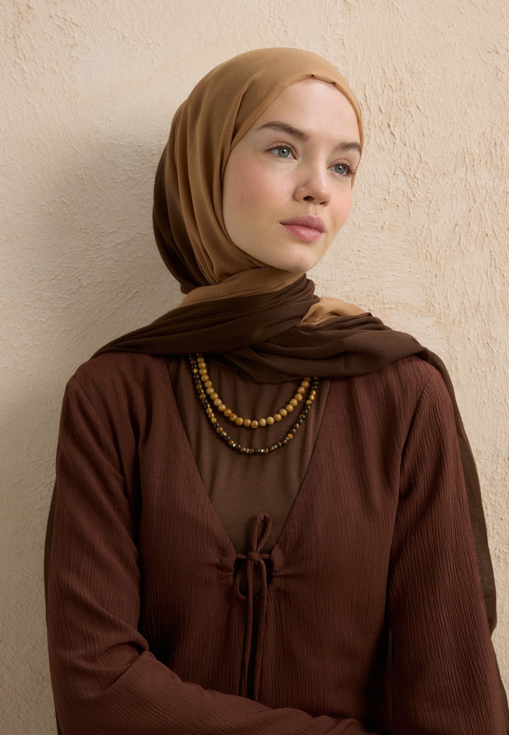 Modal Degrade Şal Kahve-camel