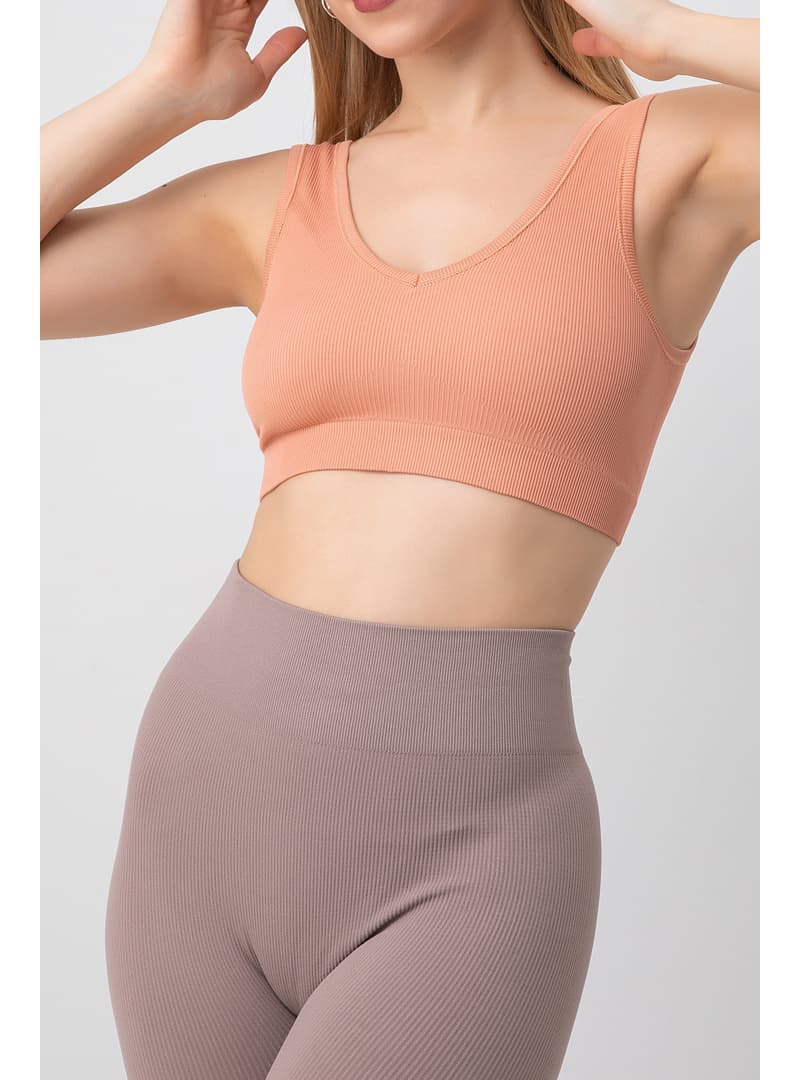 DoReMi Seamless V Yaka Kalın Askılı Spor Sütyen Somon