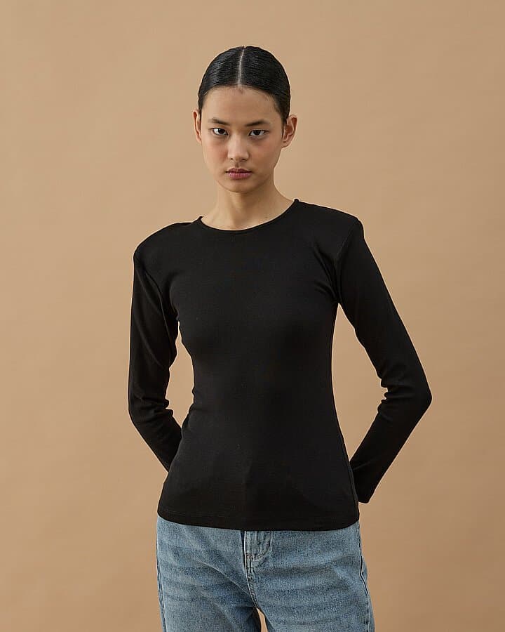 Vatkalı Uzun Kollu Body Siyah