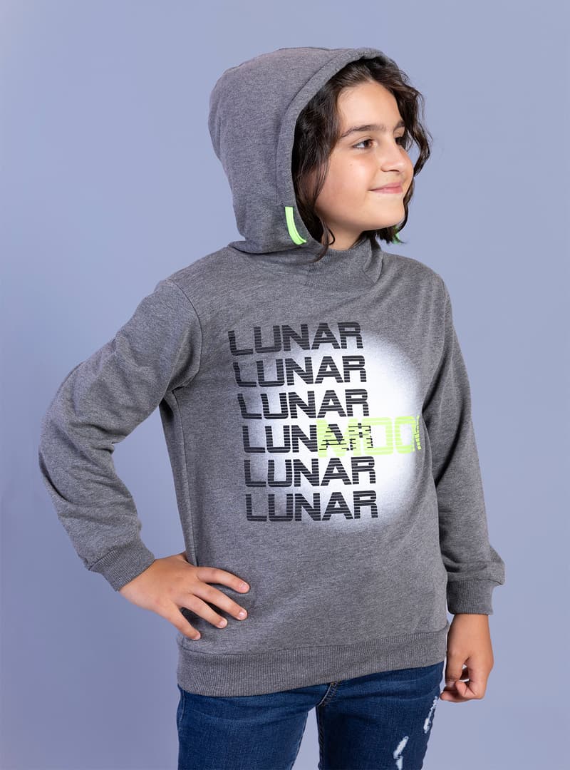 Kapüşonlu Erkek Çocuk Sweatshirt LUNAR Baskılı