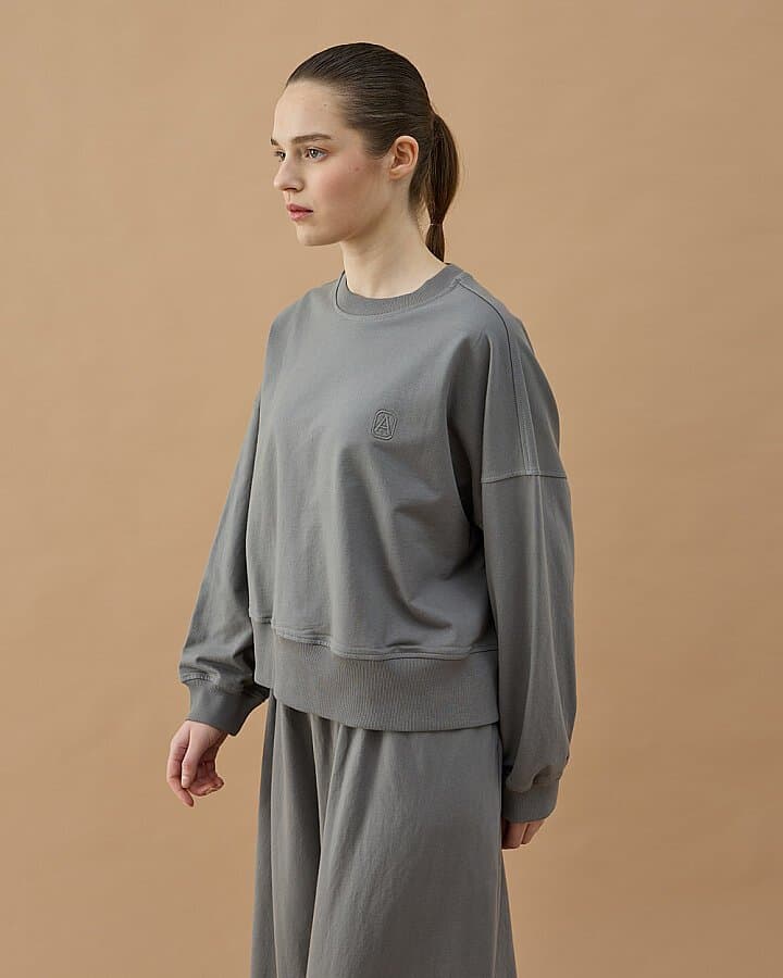 Cotton İki İplik Mini Sweat Gri