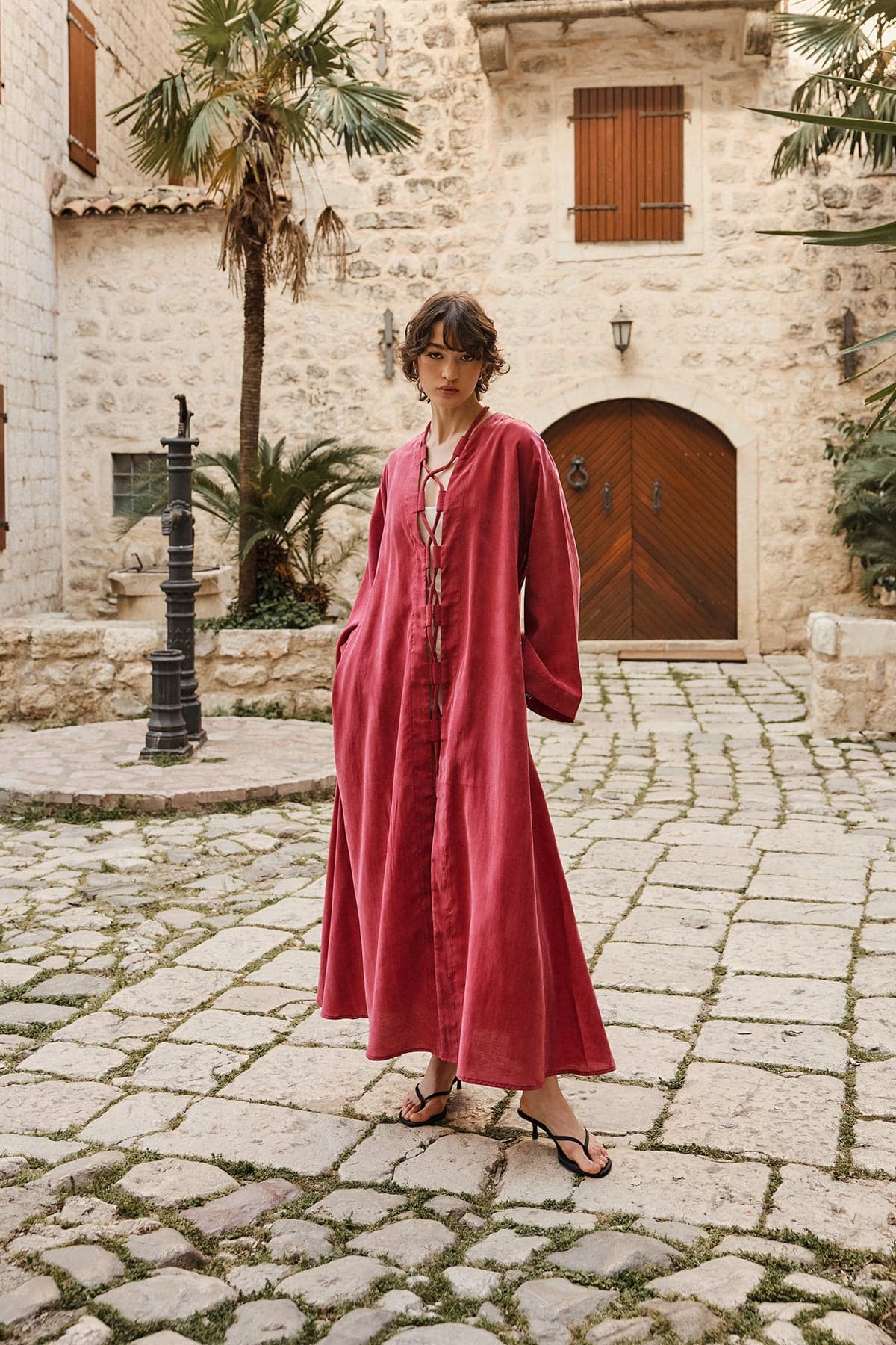 Geniş Britli Kimono Kırmızı
