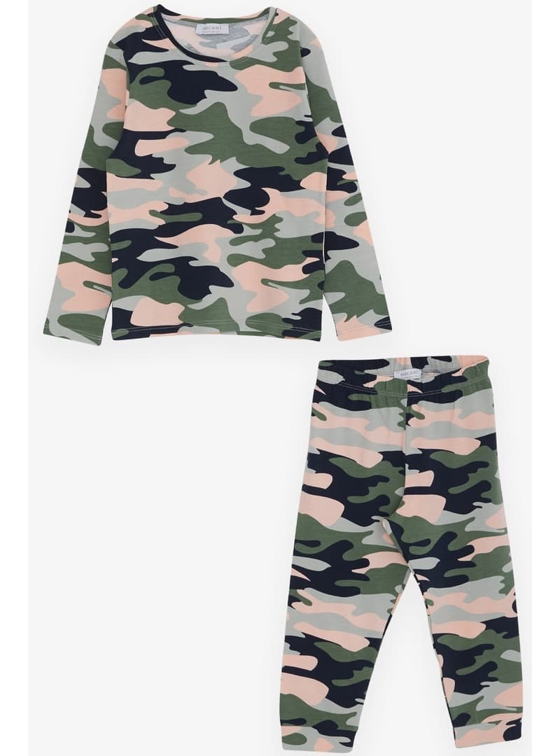 Kız Çocuk Kamuflaj Desenli Pijama Takımı