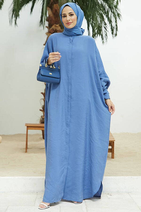 6571-Fendi Modal  Abaya İndigo