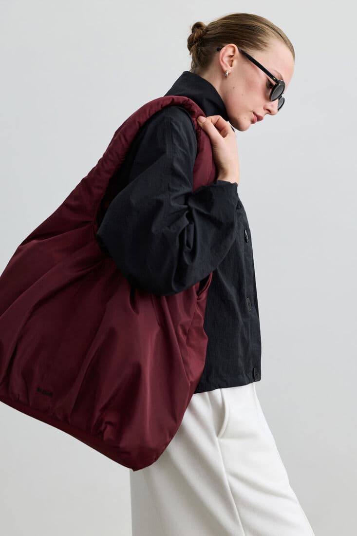 BORDO BÜZGÜLÜ SHOPPER ÇANTA