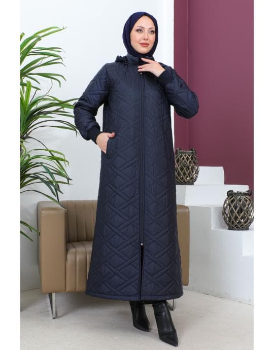 Bayan Lacivert Kapitone Mont Tam Boy  94141