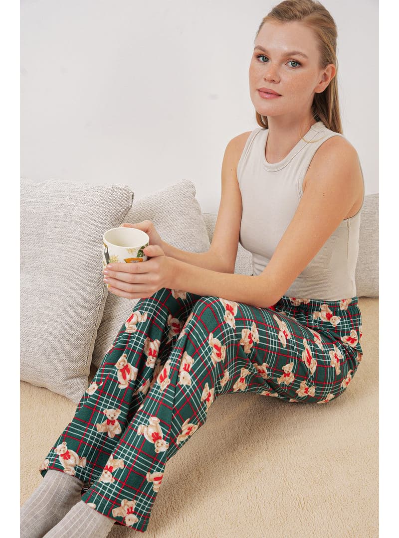 Desenli Pijama Altı - Zümrüt Yeşili
