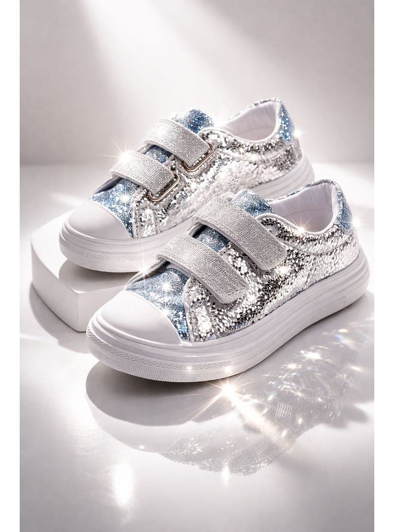 Muggo ORİELLA Kız Çocuk Simli Sneaker Gümüş