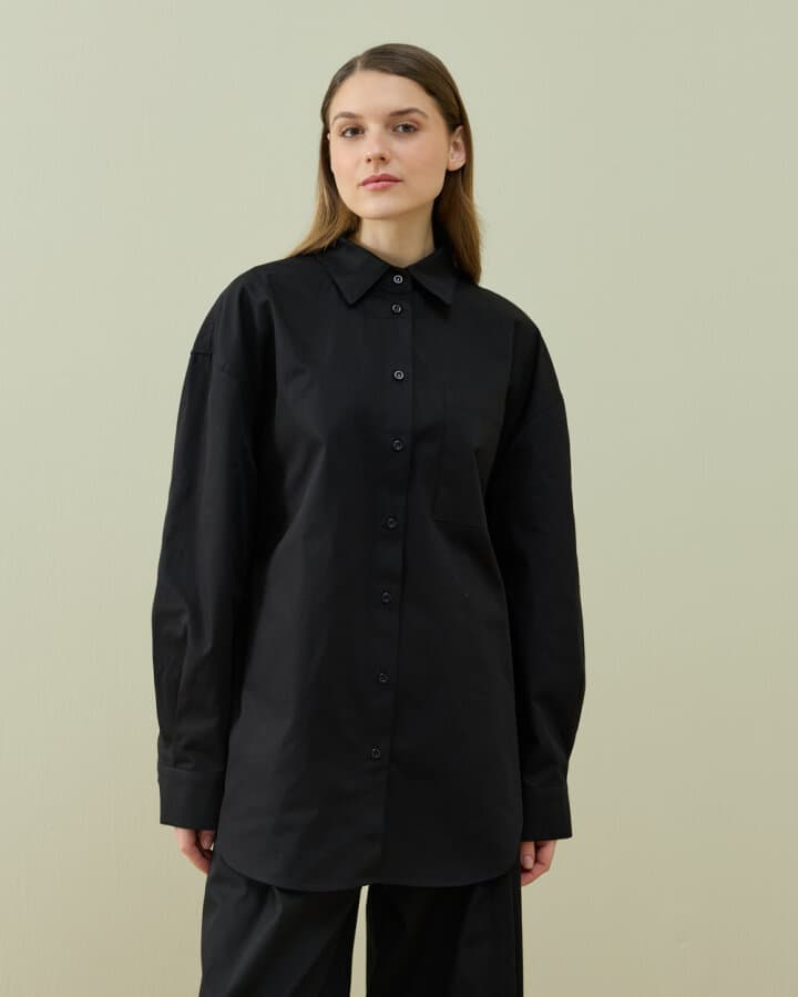 Paper Gabardin Basic Must Gömlek Siyah