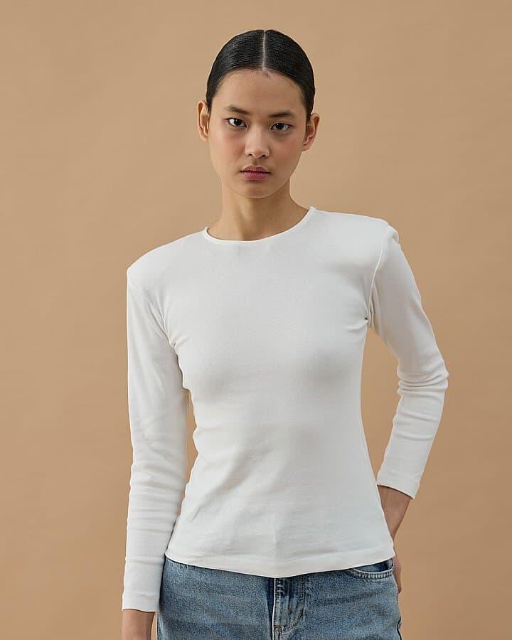 Vatkalı Uzun Kollu Body Ekru
