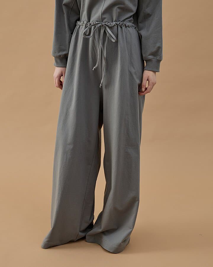 Cotton İki İplik Wide Leg Bol Eşofman Altı Gri