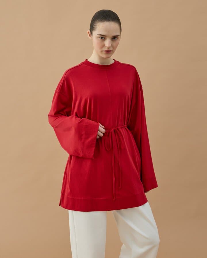 Süprem Pure Kesikli Tunik Kırmızı