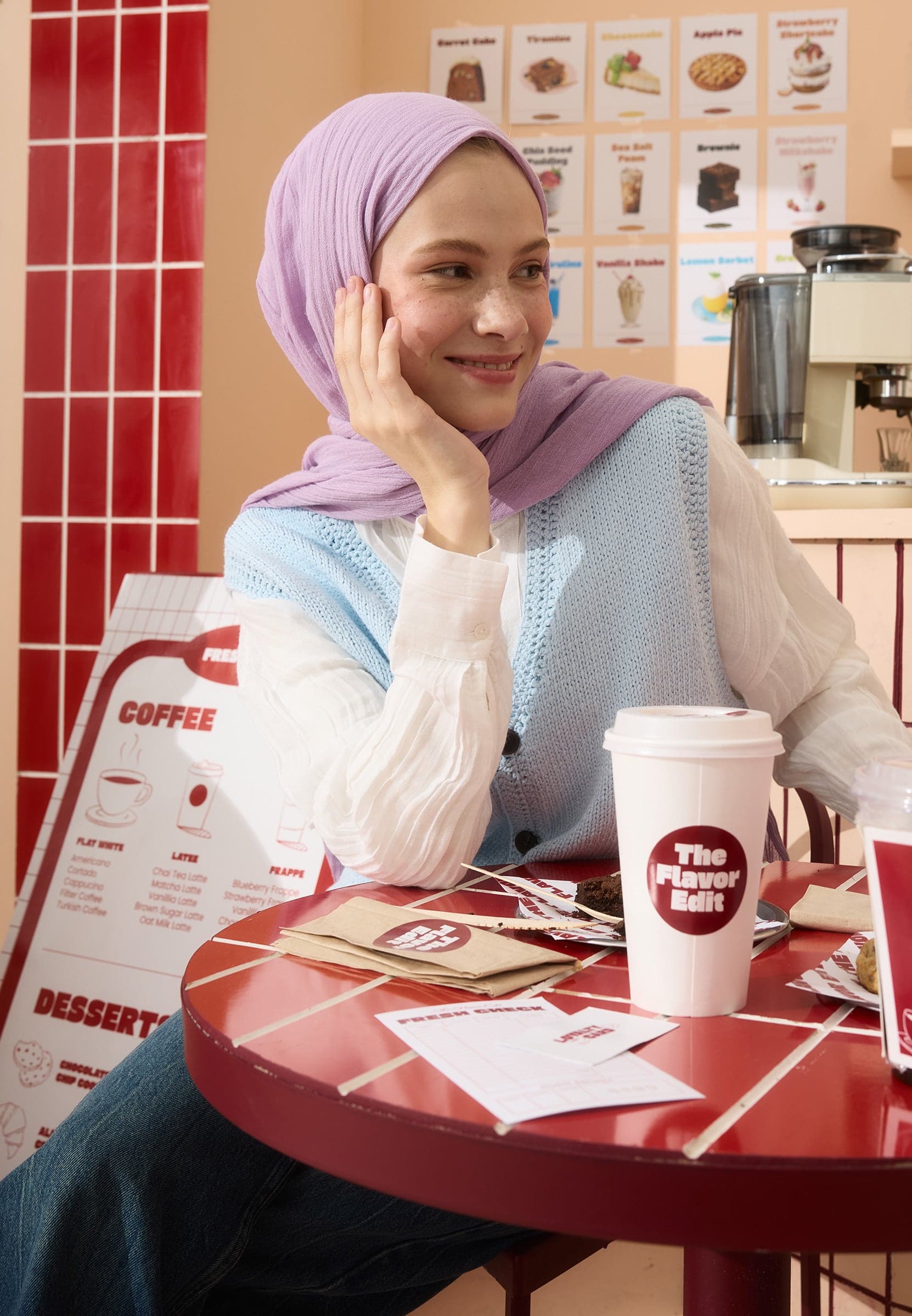 Pamuklu Keten Şal Taro Bubble Tea