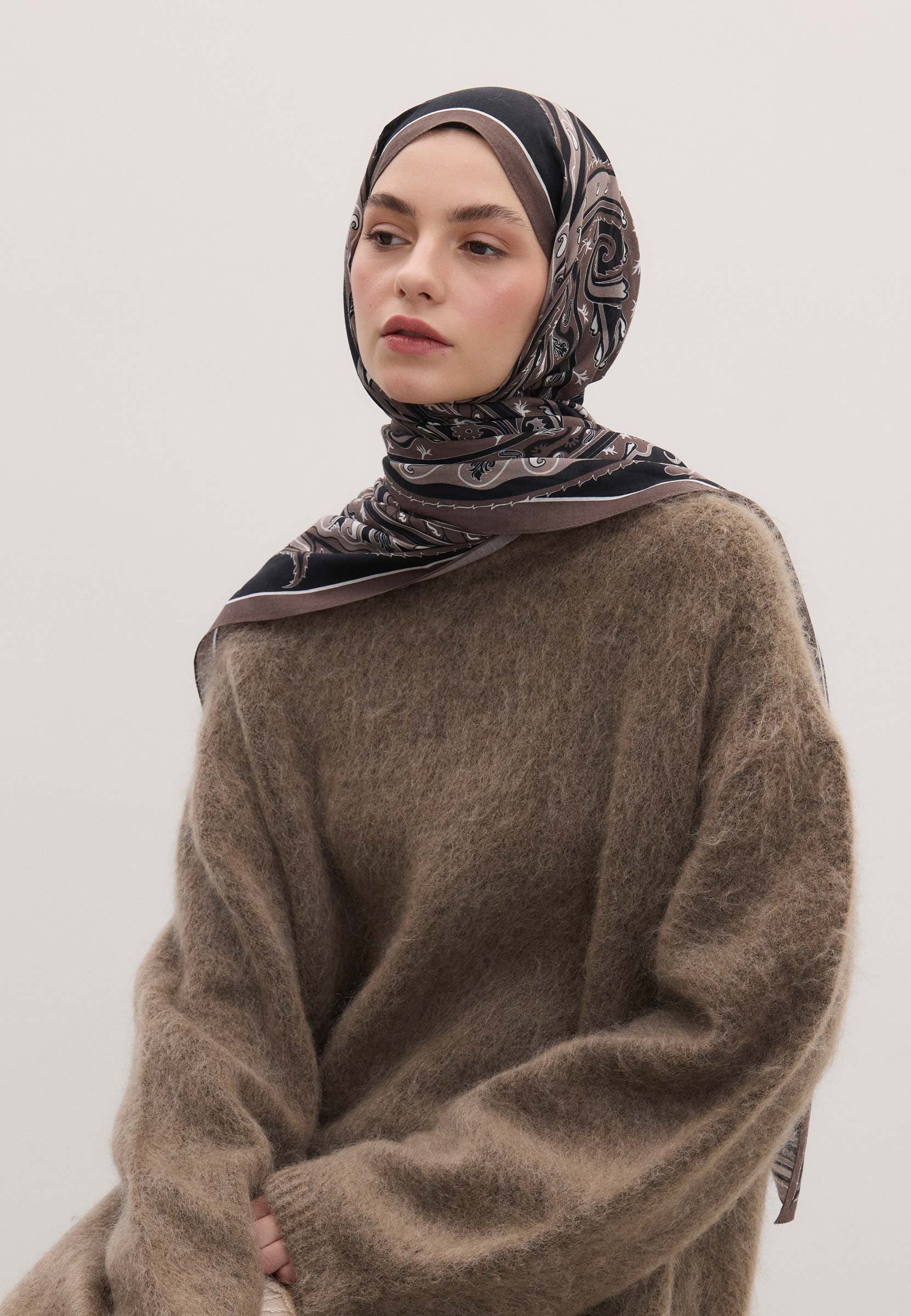 Vıntage Paısley Desen Şal Siyah