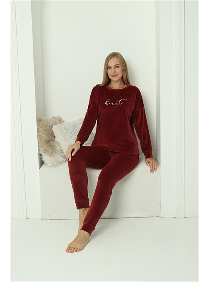 Kadife Pijama Takımı Bordo