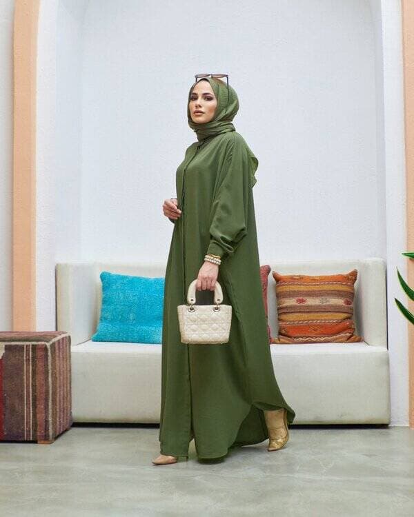 6571-Krep Abaya Haki