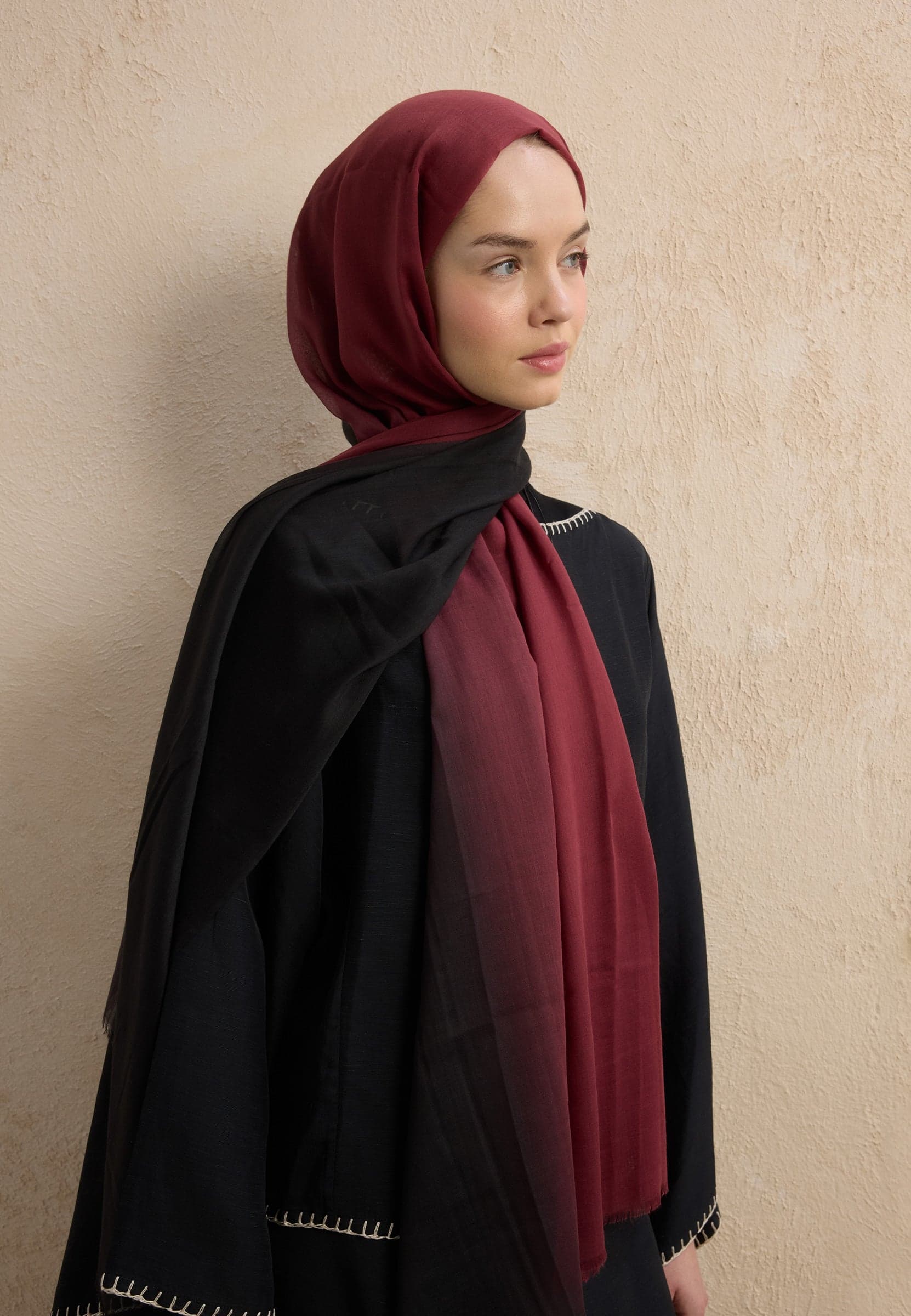 Modal Degrade Şal Siyah-bordo