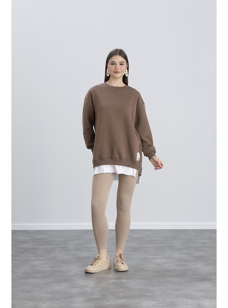 Penye Yünlü Sweatshirt Kahve