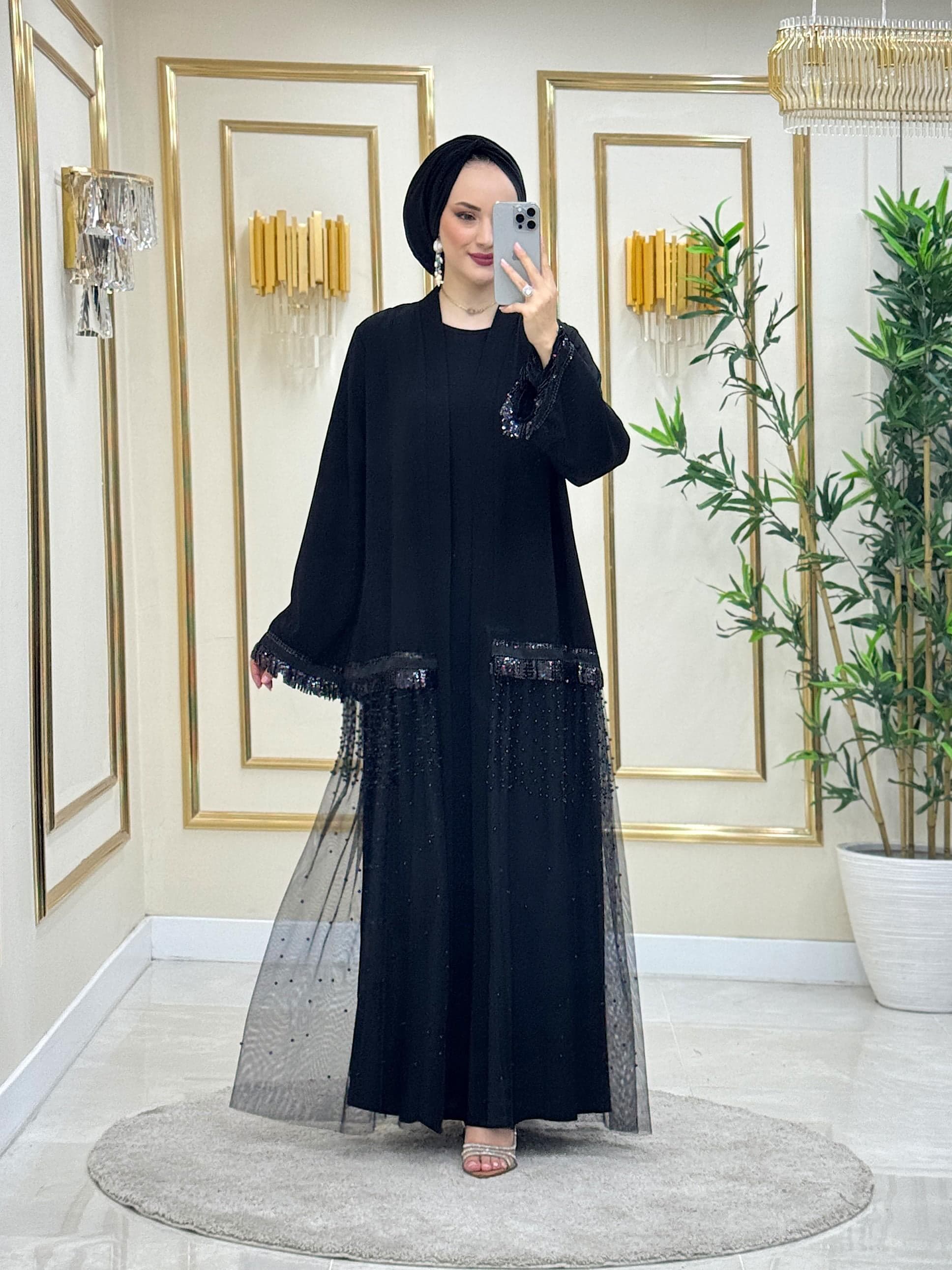 Hürrem Abaya Takım Siyah