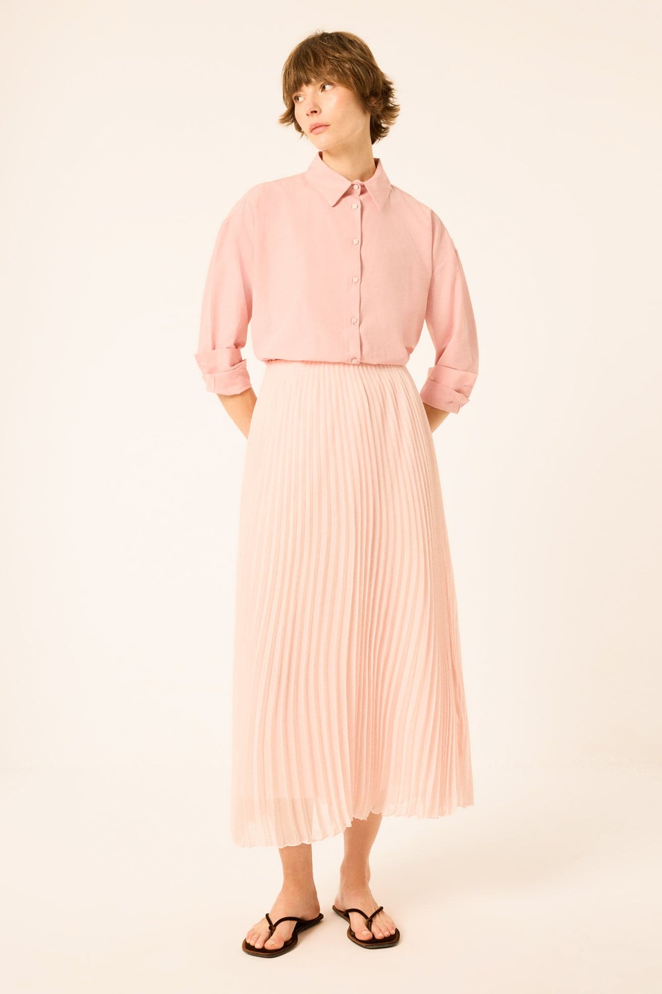 CHIFFON PLEATED LINED SKIRT