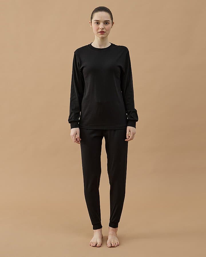 Penye Ribana Jogger Pijama Takımı Siyah