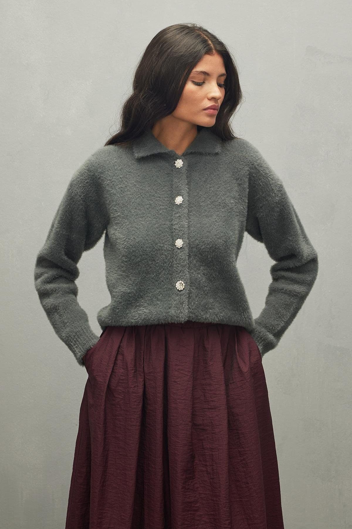 Soft Crop Hırka Antrasit
