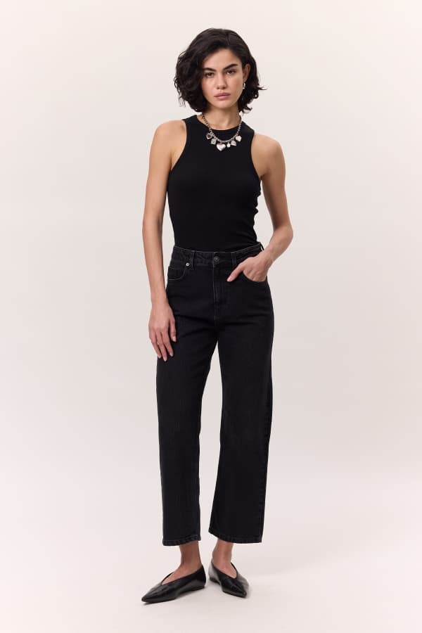 YÜKSEK BEL STRAIGHT FIT JEAN SİYAH