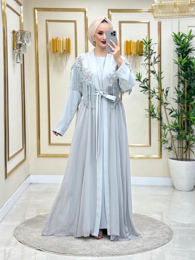 Sina Sacaklı Abaya Takım Gri
