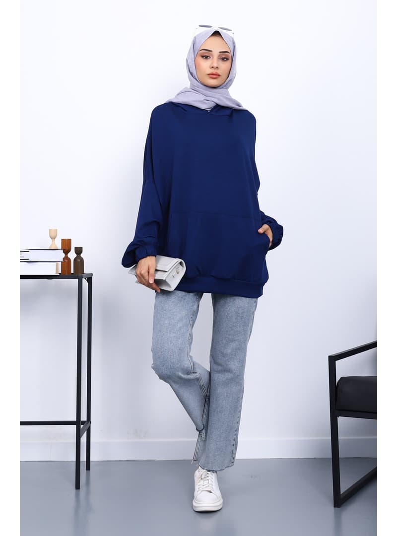 Kanguru Cepli Modal Sweatshirt Lacivert