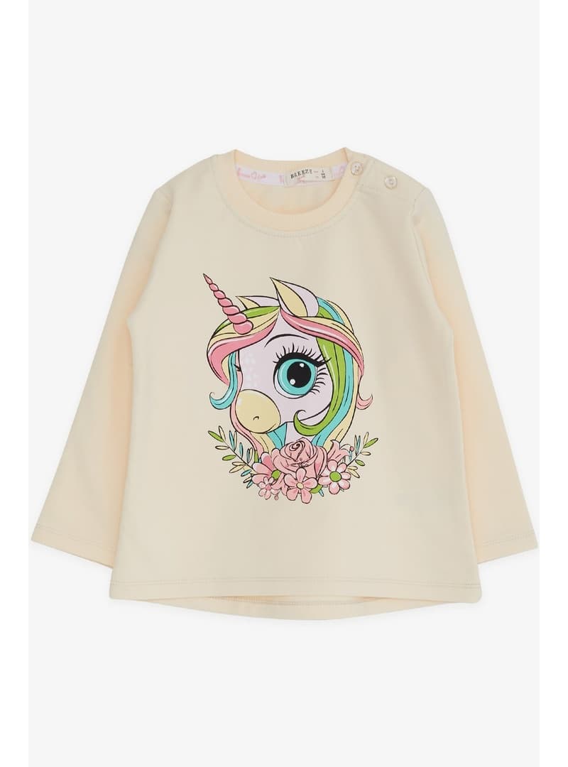 Kız Çocuk Unicorn Baskılı Uzun Kollu Tişört