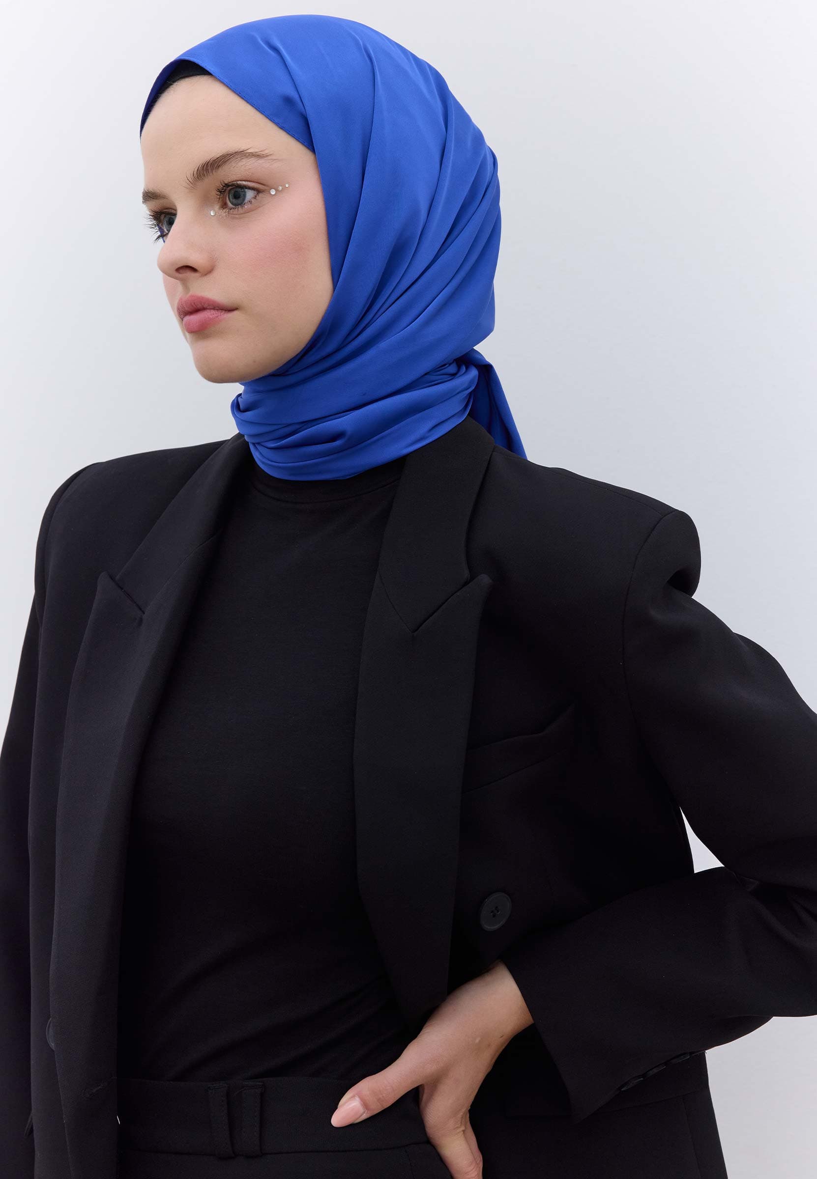 İpeksi Elegance Şal Saks Mavisi