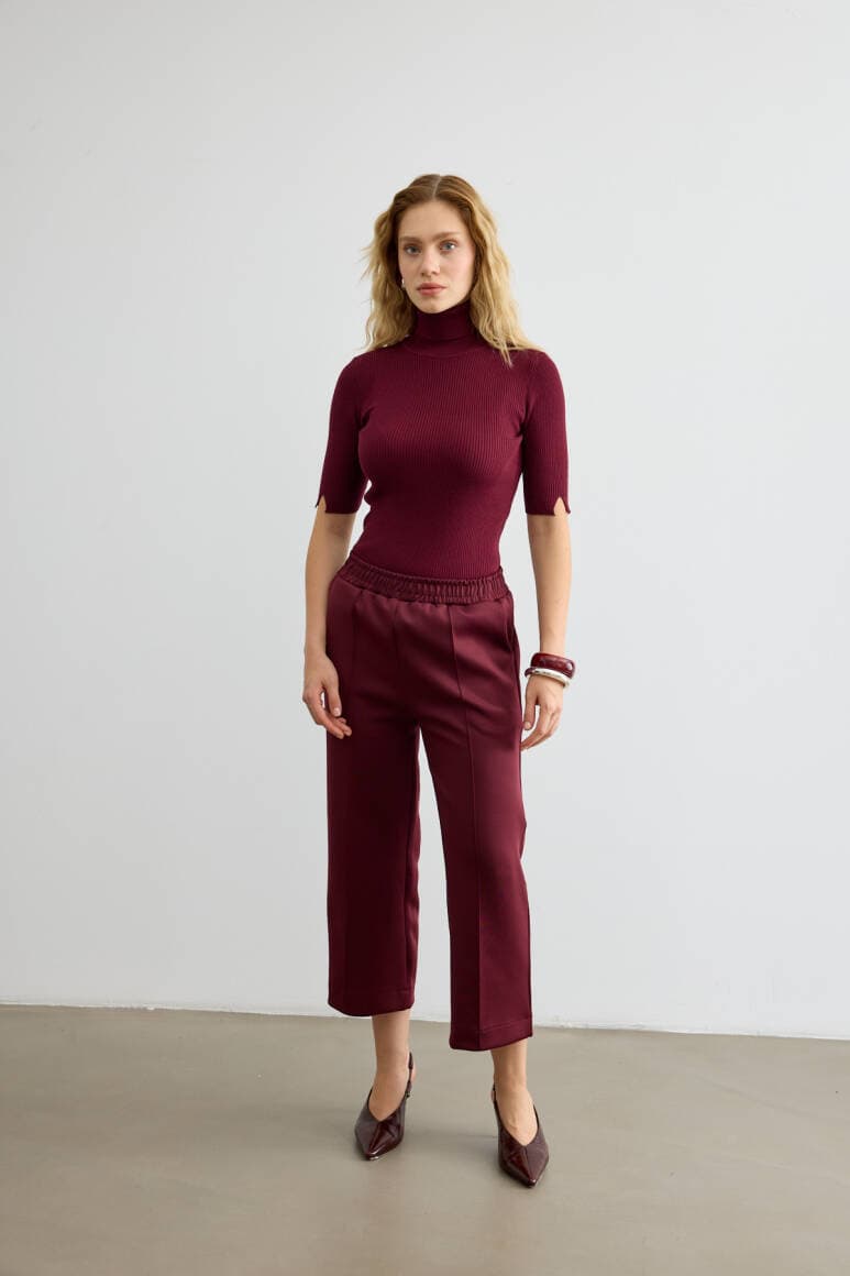 Dikiş Detaylı Scuba Pantolon Bordo