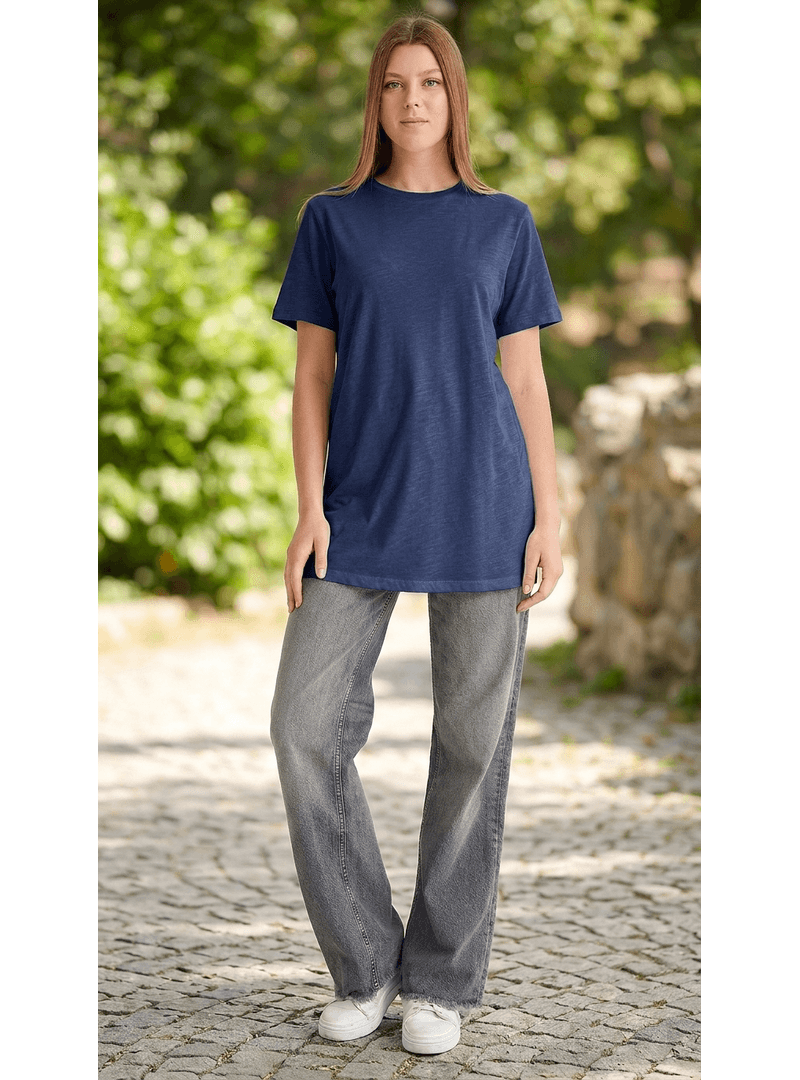Kadın Kısa Kollu Yırtmaçlı T shirt 2026
