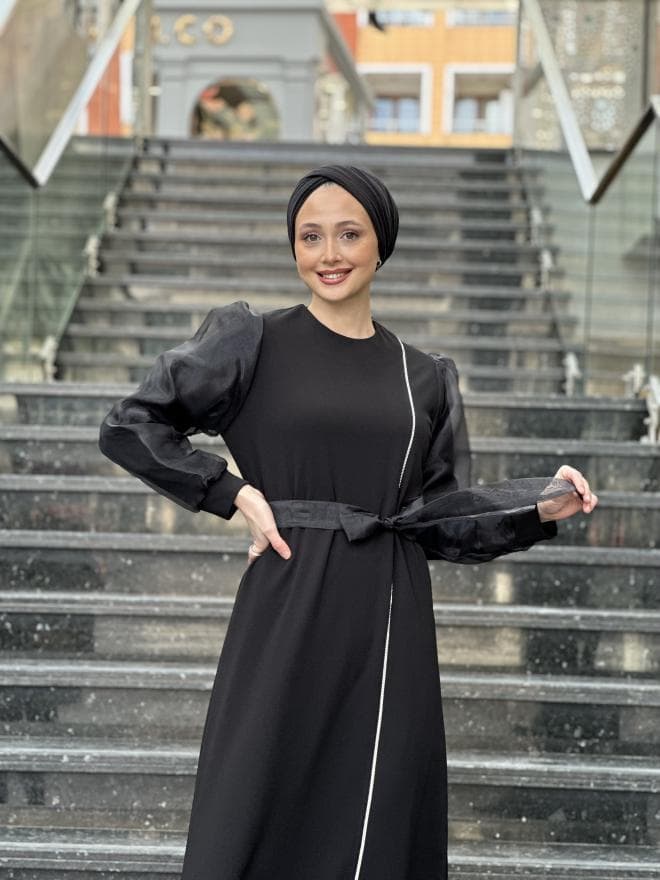 ORGANZE TAŞLI ELBİSE