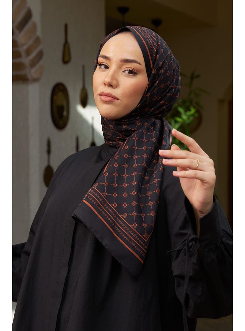 İpek Şal Monogram Twill 70x195cm Siyah