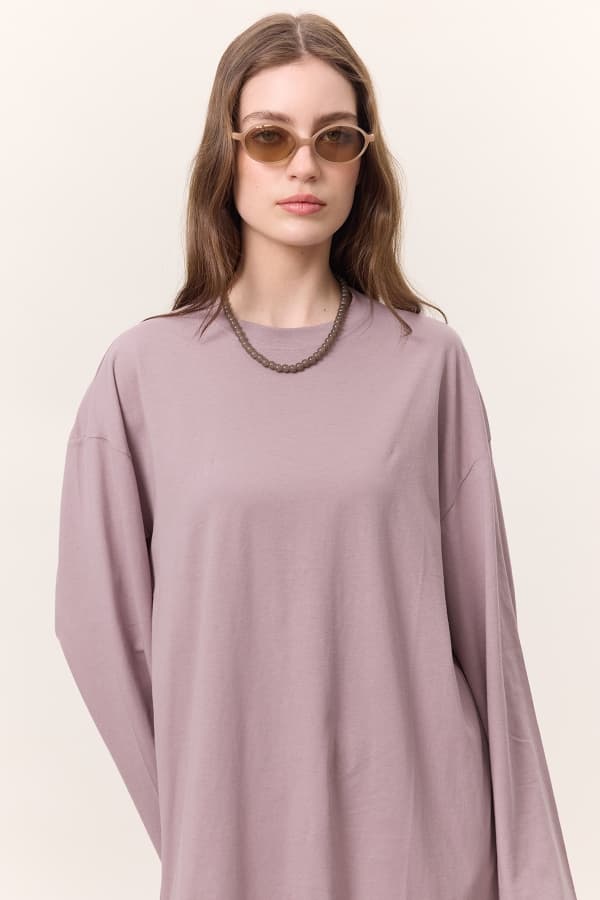 GENİŞ KOL OVERSIZE TSHIRT LİLA