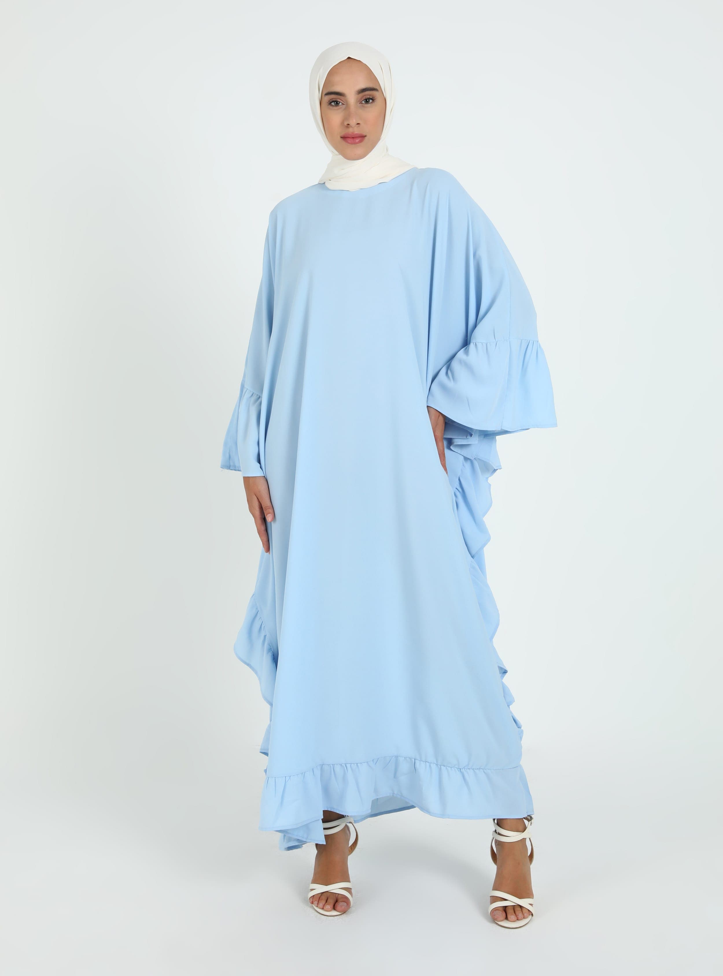 Fırfırlı Abaya - Gri