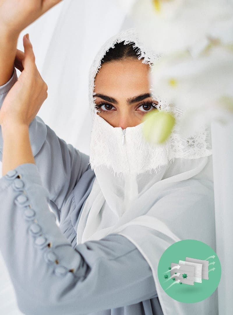 Ekru Dantel Maske