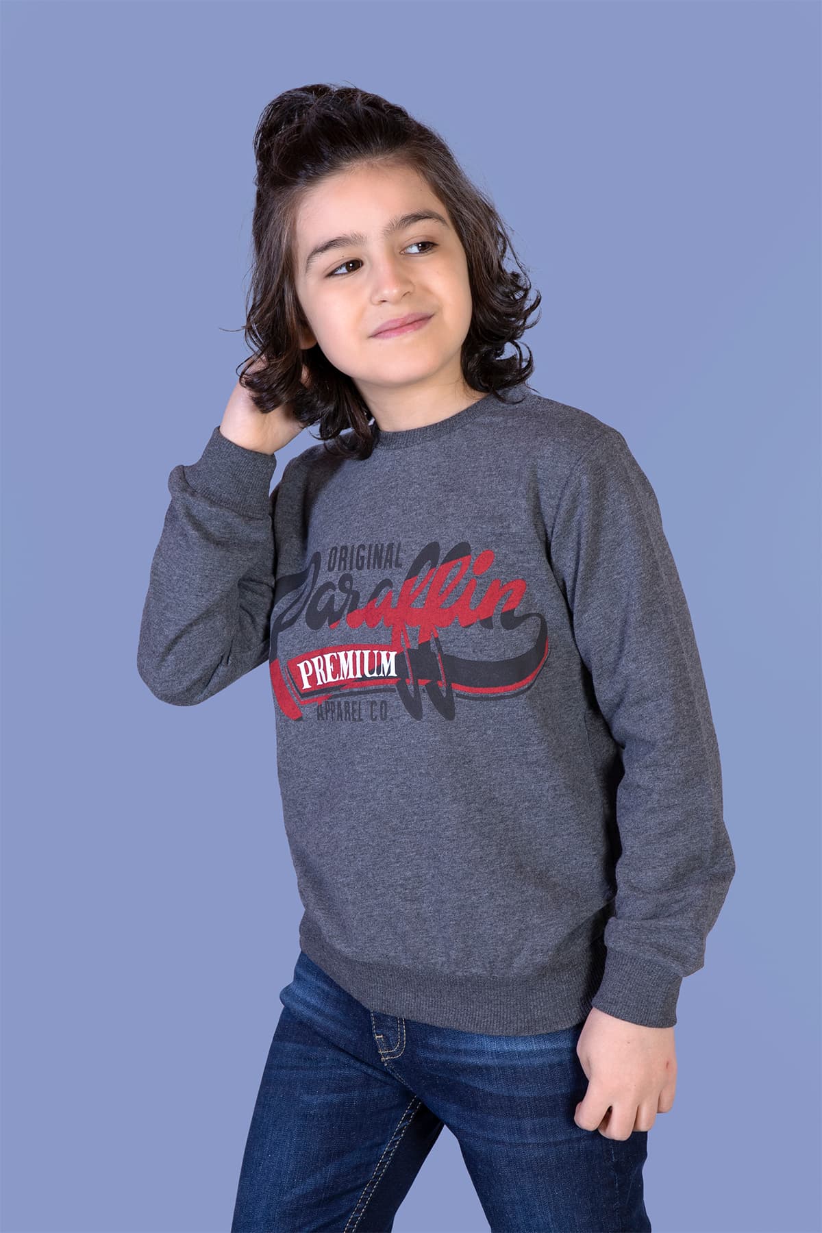 Baskılı Çocuk Sweatshirt Antrasit