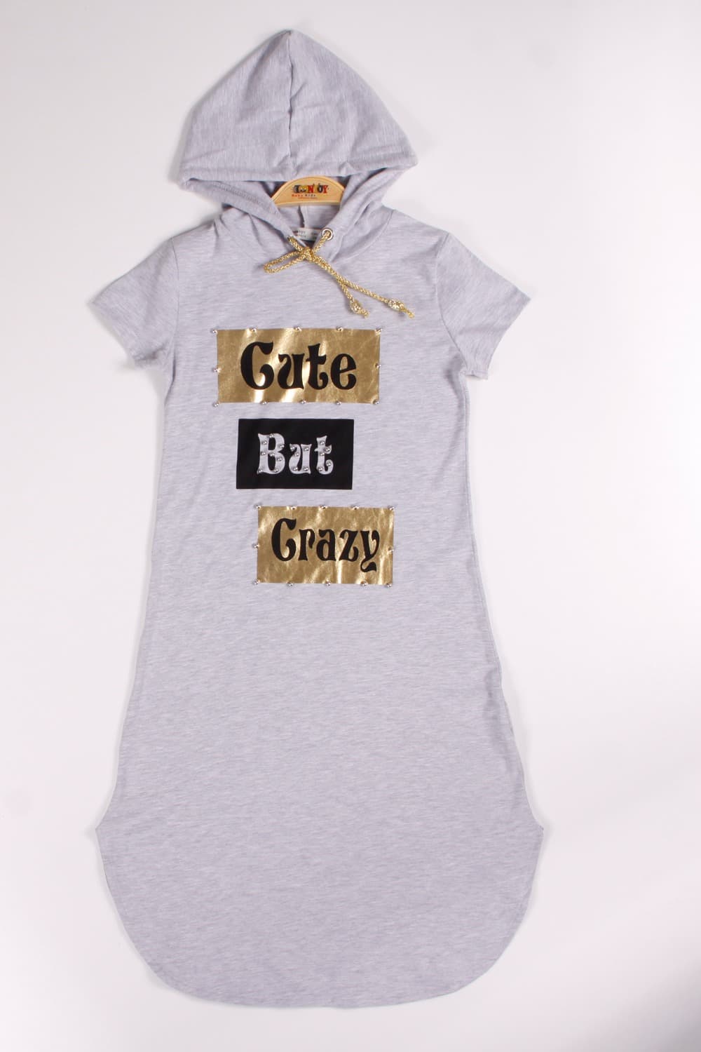 Kız Çocuk Elbise Cute Baskılı Gri