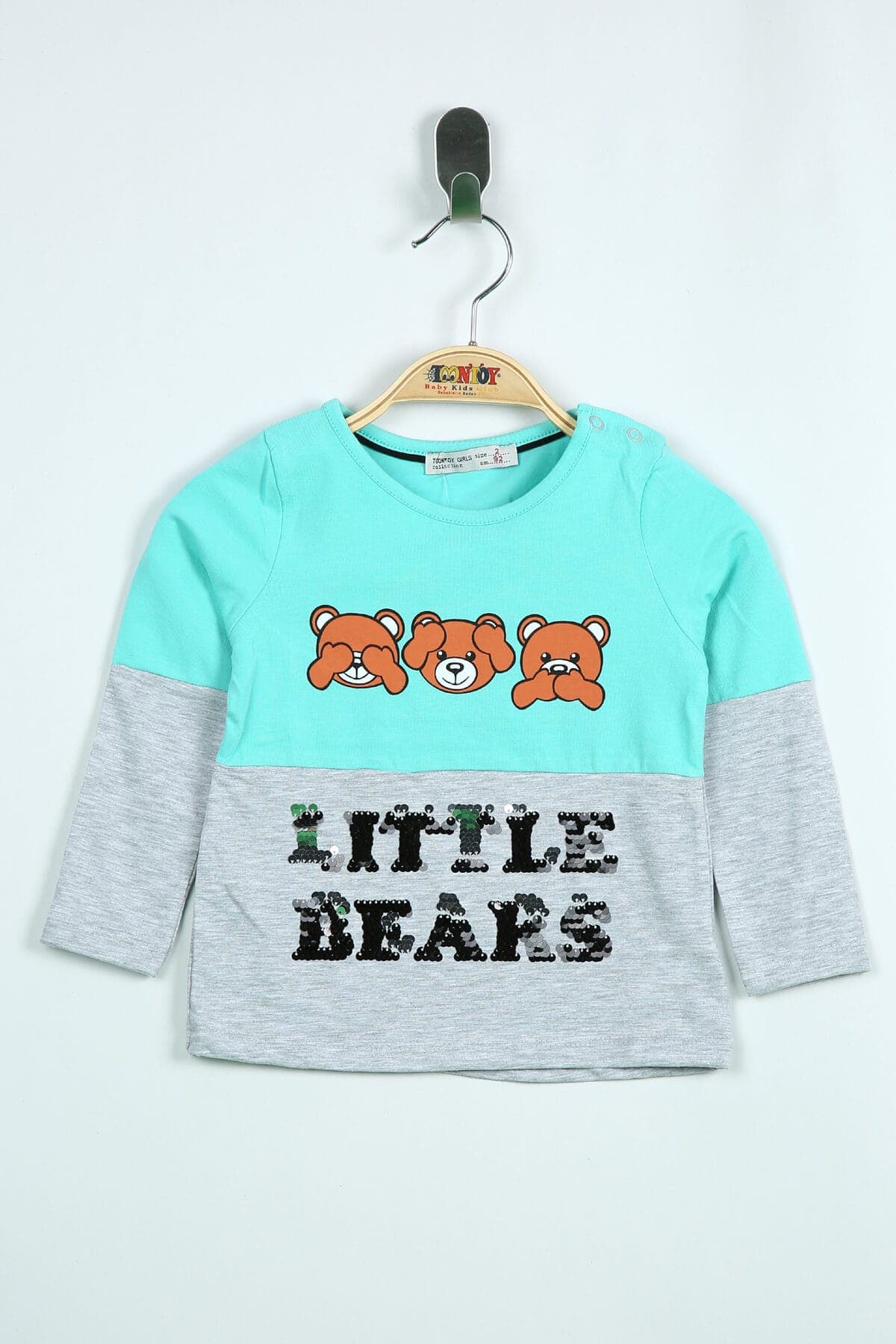 Bebek Tişört Little Bears Baskılı Mint Yeşili