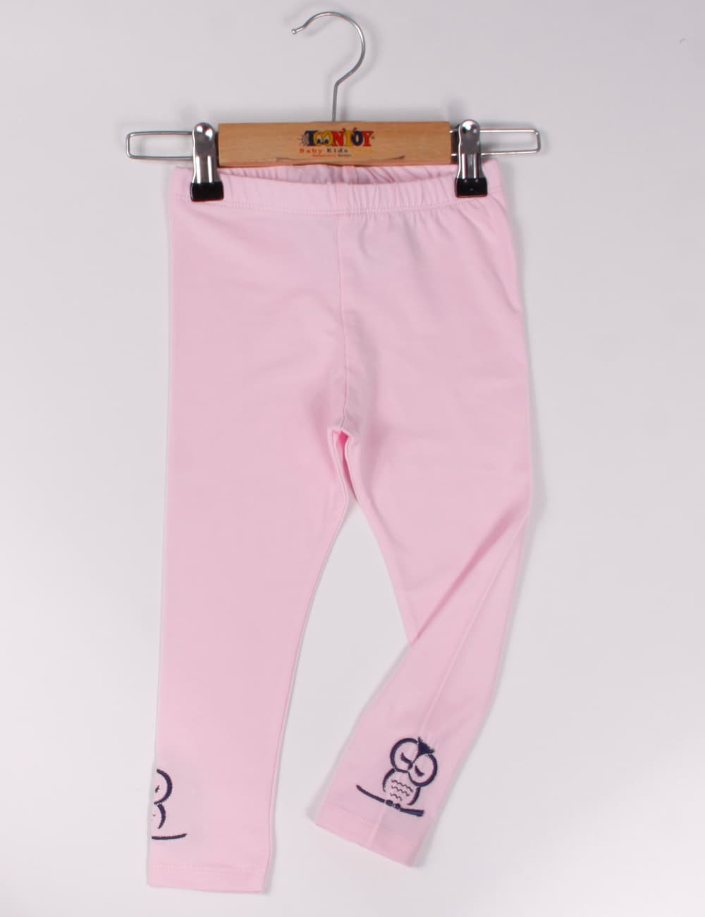 Kız Çocuk Baykuş Nakışlı Tayt Pembe