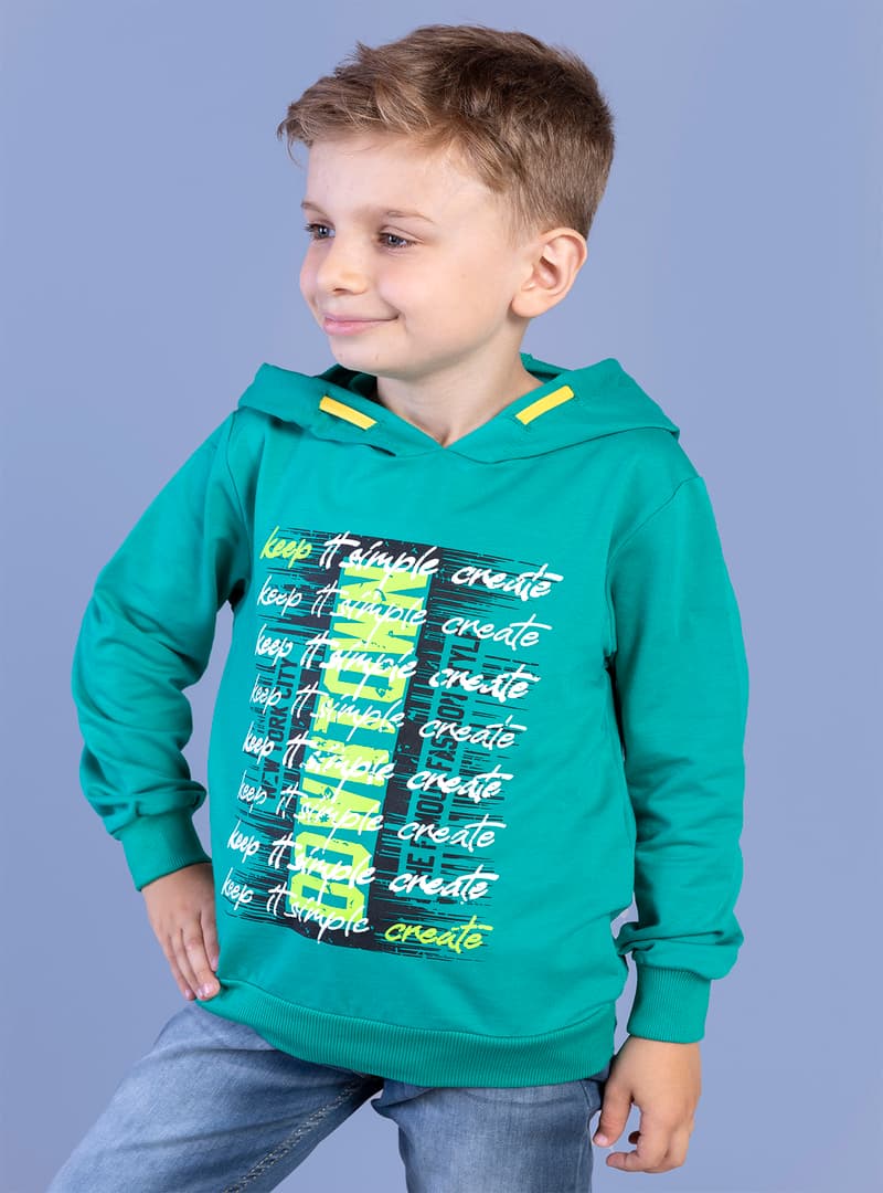 Erkek Çocuk Kapüşonlu Baskılı Sweatshirt