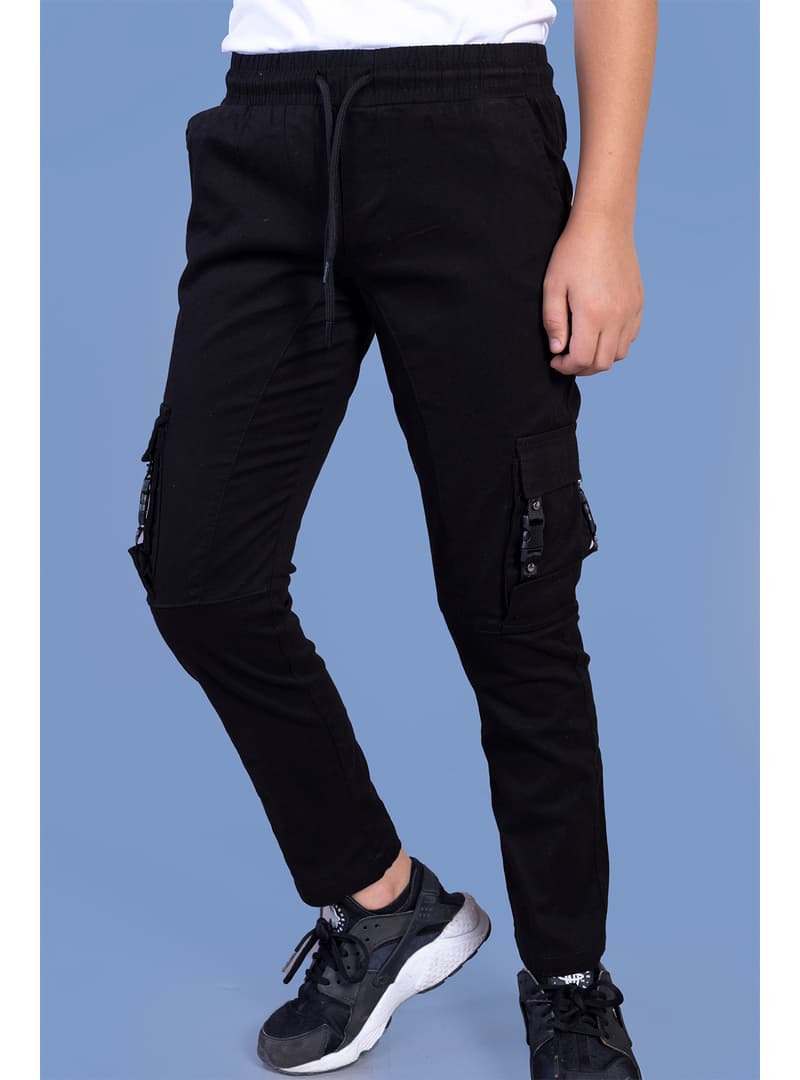 Erkek Çocuk Kargo Cepli Jogger Pantolon Siyah